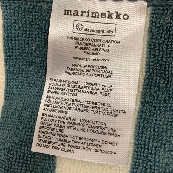 Marimekko Blue Gray/Off White Stripe Nimikko Bath Towel - Picture 7 of 8